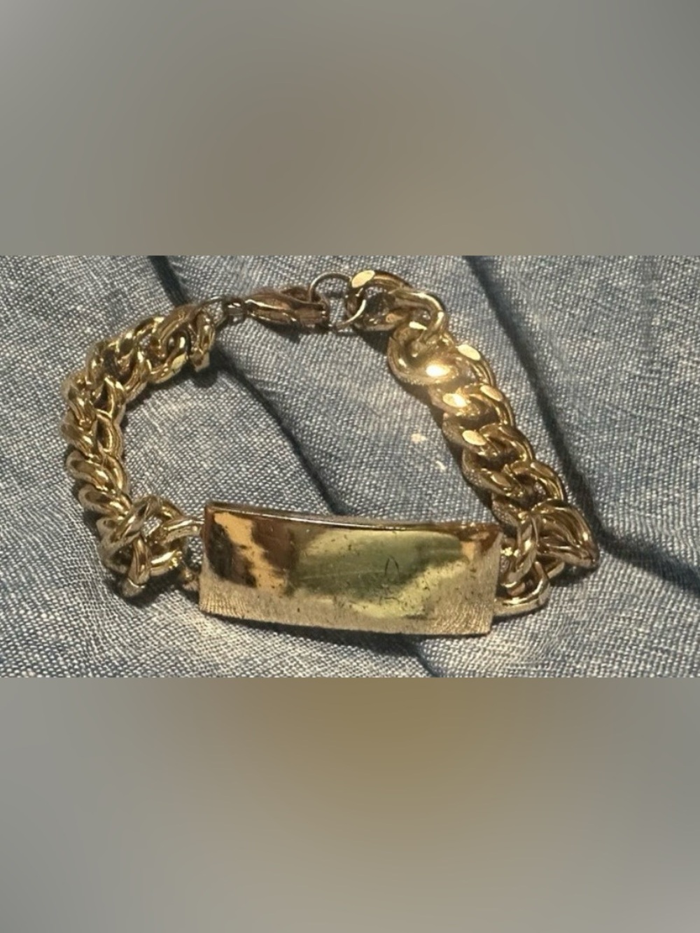 Y2K engravable Gold Tone Chunky Chain ID Bracelet